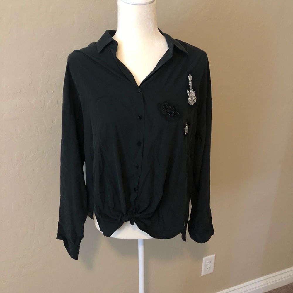 Charcoal patched blouse